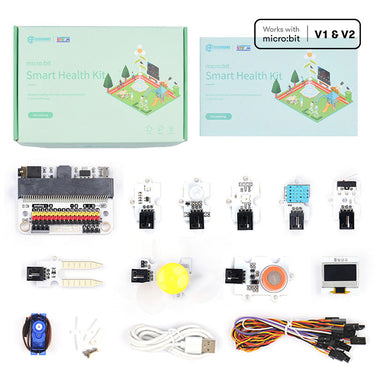 Elecfreaks Smart Health Kit components laid out on a table.